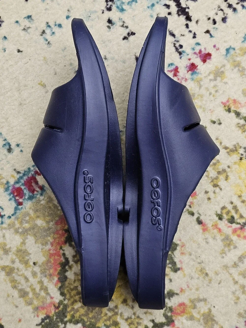 OOFOS OOahh Comfort Slide Sandals Men's Size 7 Navy Blue Slip On Recovery Shoes